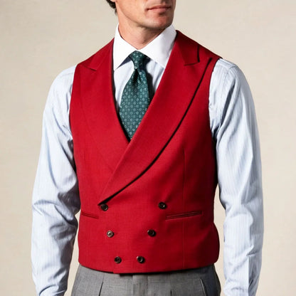 Men Vest Gray Double Breasted With Lapel Solid Waistcoat For Wedding Banquet Business Work Office Casual Daily Men Suit Vest