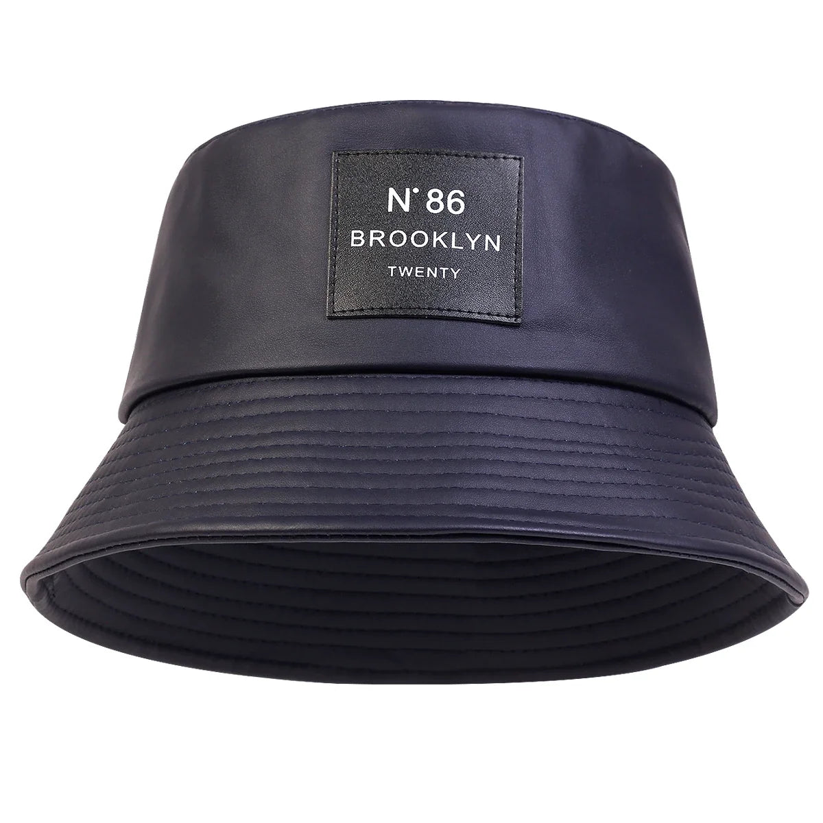 Unisex N86 Label Personality Pu Leather Bucket Hats Fishermen Caps Outdoor Casual Cap Sunscreen Hat
