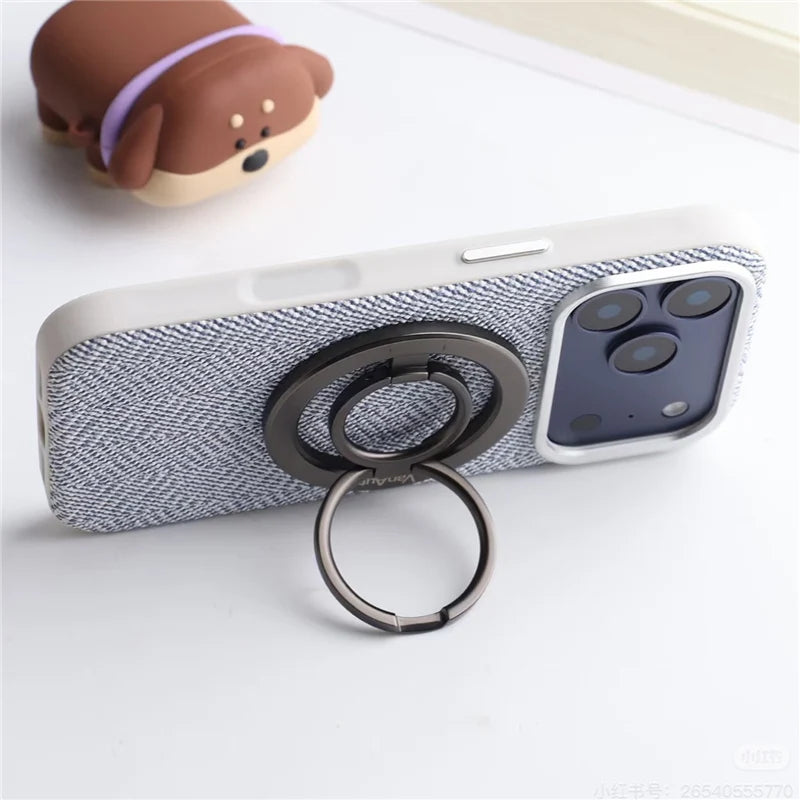 Luxury Tech Woven Canvas Magnetic Case for iphone 16Pro 17Pro 17 15 17Pro Max For Magsafe Original Wireless Charging Matte Cover
