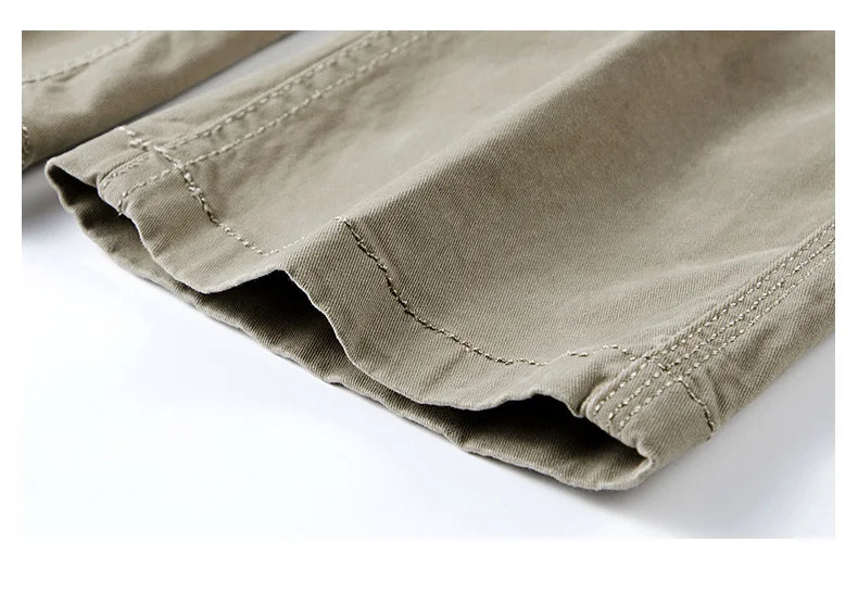 2026 Men's Cargo Pants Straight Leg Cotton Stretch Tactical Trouser Male Military Outdoor Camping Fishing Casual Work Wear Khaki