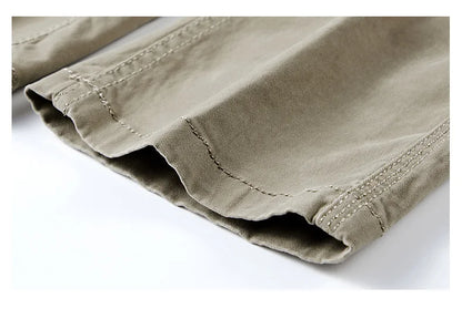 2026 Men's Cargo Pants Straight Leg Cotton Stretch Tactical Trouser Male Military Outdoor Camping Fishing Casual Work Wear Khaki