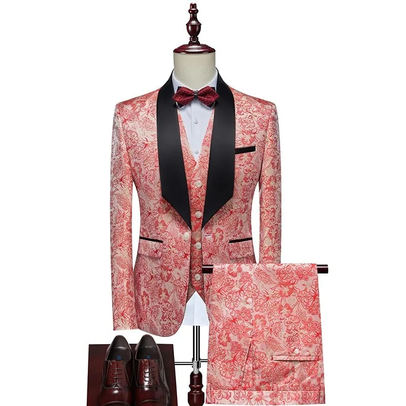 New Tuxedo 3 Piece Suit, Men's Groom's Suit, Top + Vest + Pants