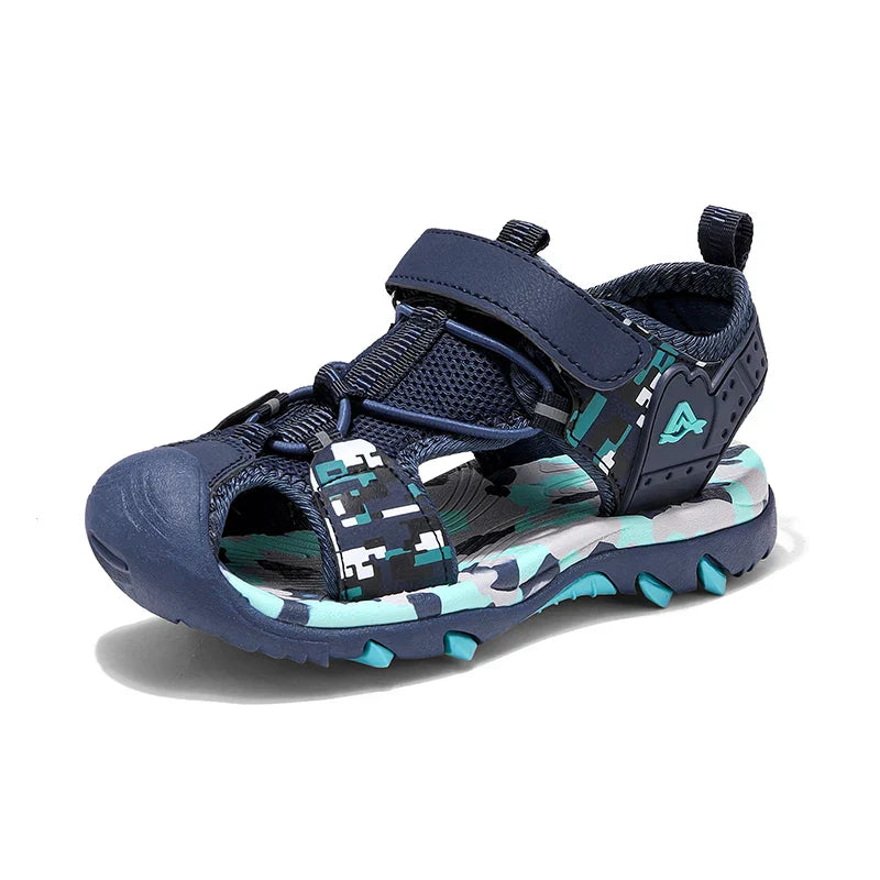 Summer Boys Sandals Casual Children Kids Rubber School Breathable Anti-Slip Beach Shoes Outdoor Anti-Bump Closed Toe Sandails