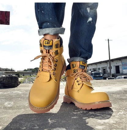 Genuine Leather Mens Women Winter Ankle Military Treking Snow Yellow Tactical Boots Outdoor for Men Work Shoes Sneakers