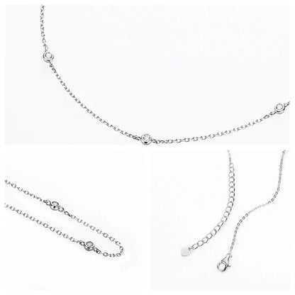 925 Sterling Silver Necklaces Round Cut 2.5mm/4mm Bezel Moissanite Choker Necklace for Women Multilayer Neck Jewelry