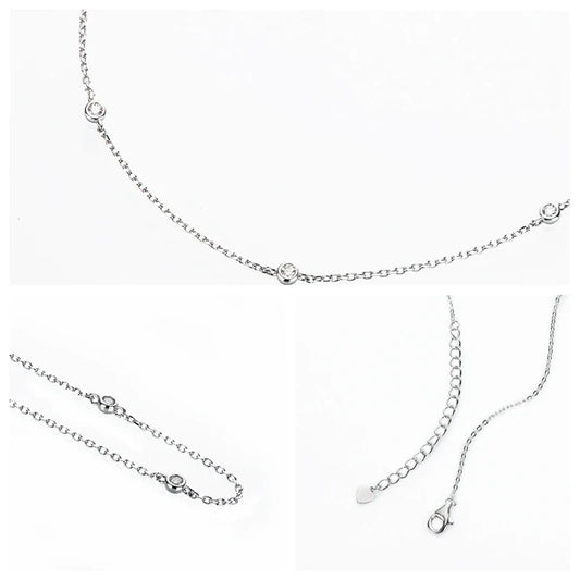 925 Sterling Silver Necklaces Round Cut 2.5mm/4mm Bezel Moissanite Choker Necklace for Women Multilayer Neck Jewelry