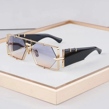 Hexagon 004 Desinger Brand Sunglasses Men Women Metal Thick Acetate Luxury Square Classical Outdoor Solar Shades UV400 with Case