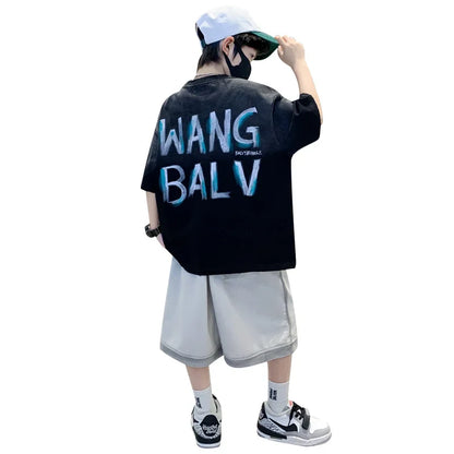 Summer Boys Top and Bottom Tracksuit Set Kids Casual Clothing Set Tweens Child Causal Streetwear Outfits Teenager Luxury Clothes