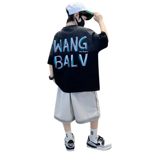 Summer Boys Top and Bottom Tracksuit Set Kids Casual Clothing Set Tweens Child Causal Streetwear Outfits Teenager Luxury Clothes