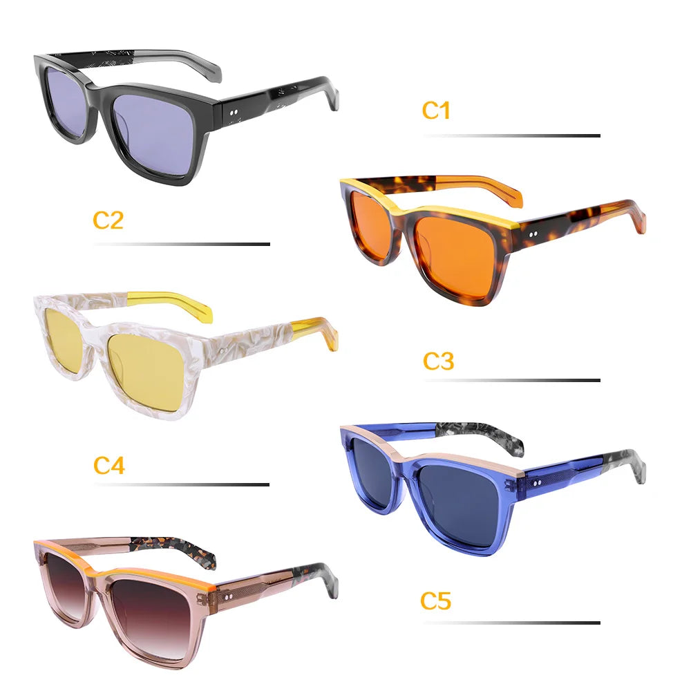 Oversized Glasses for Women Men Polarized Sunglasses Retro Thick Acetate Frame Trendy Wide Bridge UV400 Daily Wear