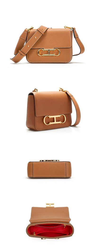 Women's Saddle Bag 2024 Autumn/Winter New Black Cow Leather Flip Small Square Bag Simple Commuter Diagonal Cross Bag