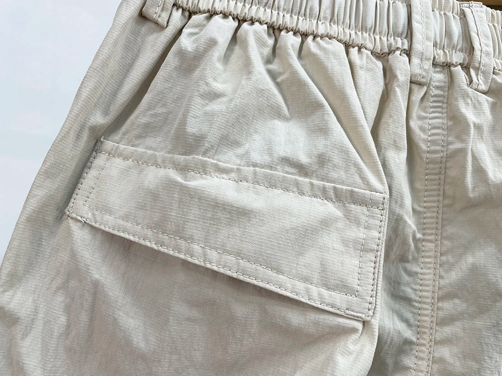 Korean Techwear Cargo Pants Men Spring Summer Quick Dry Lightweight Streetwear Casual Loose Fit Tapered Joggers Hip Hop Trendy