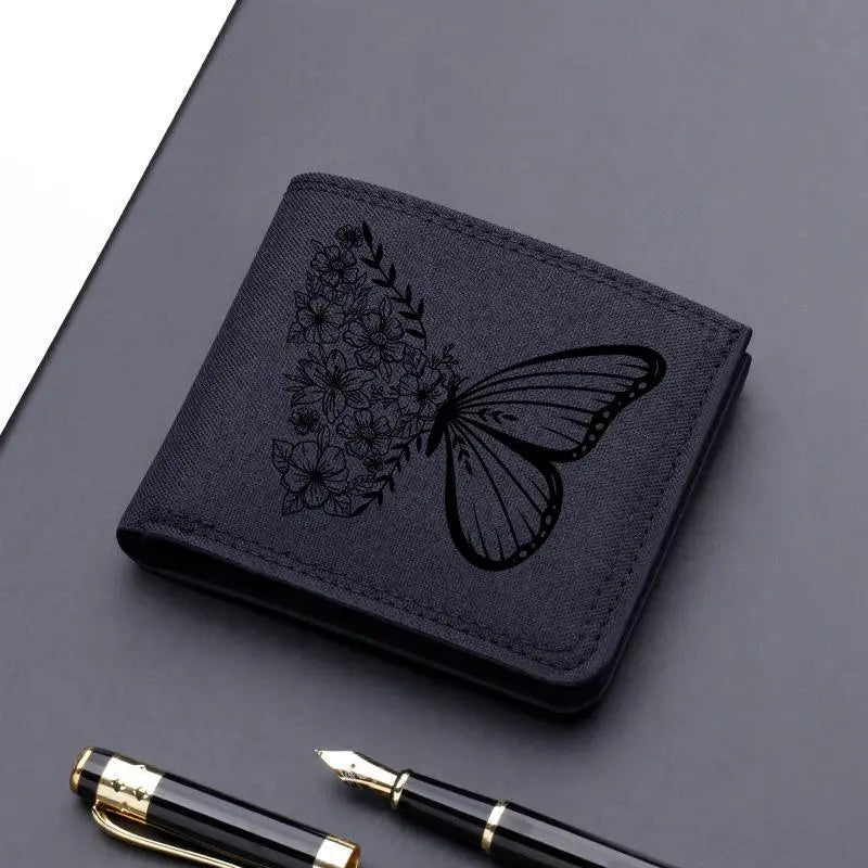 Horse Dragon Pattern Canvas Boy Girl Kids Wallet Black Card Holder Male Money Bag Bank Holder Short Purse Credit Card Case Bag