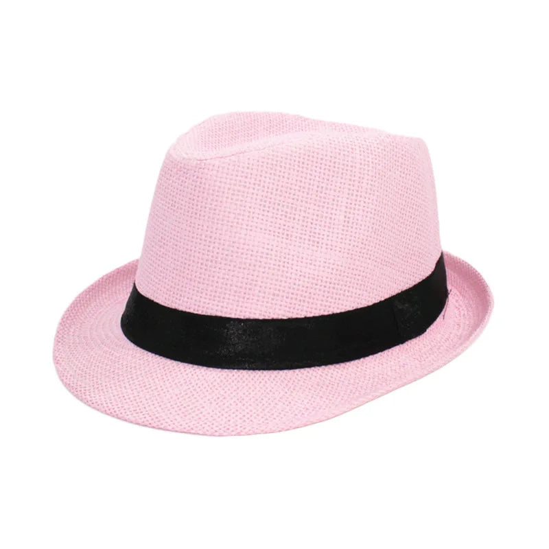 Summer Fedoras for Men Middle old aged Cap Linen Panama Solid  Jazz Hat Cowboy  Men's Women's  British Party Sun Hat