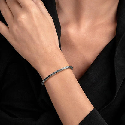 3mm 0.1CT Gradient Color Black Grey White Moissanite Diamond Tennis Bracelet for Men Women Unisex 925 Silver Link Bracelets