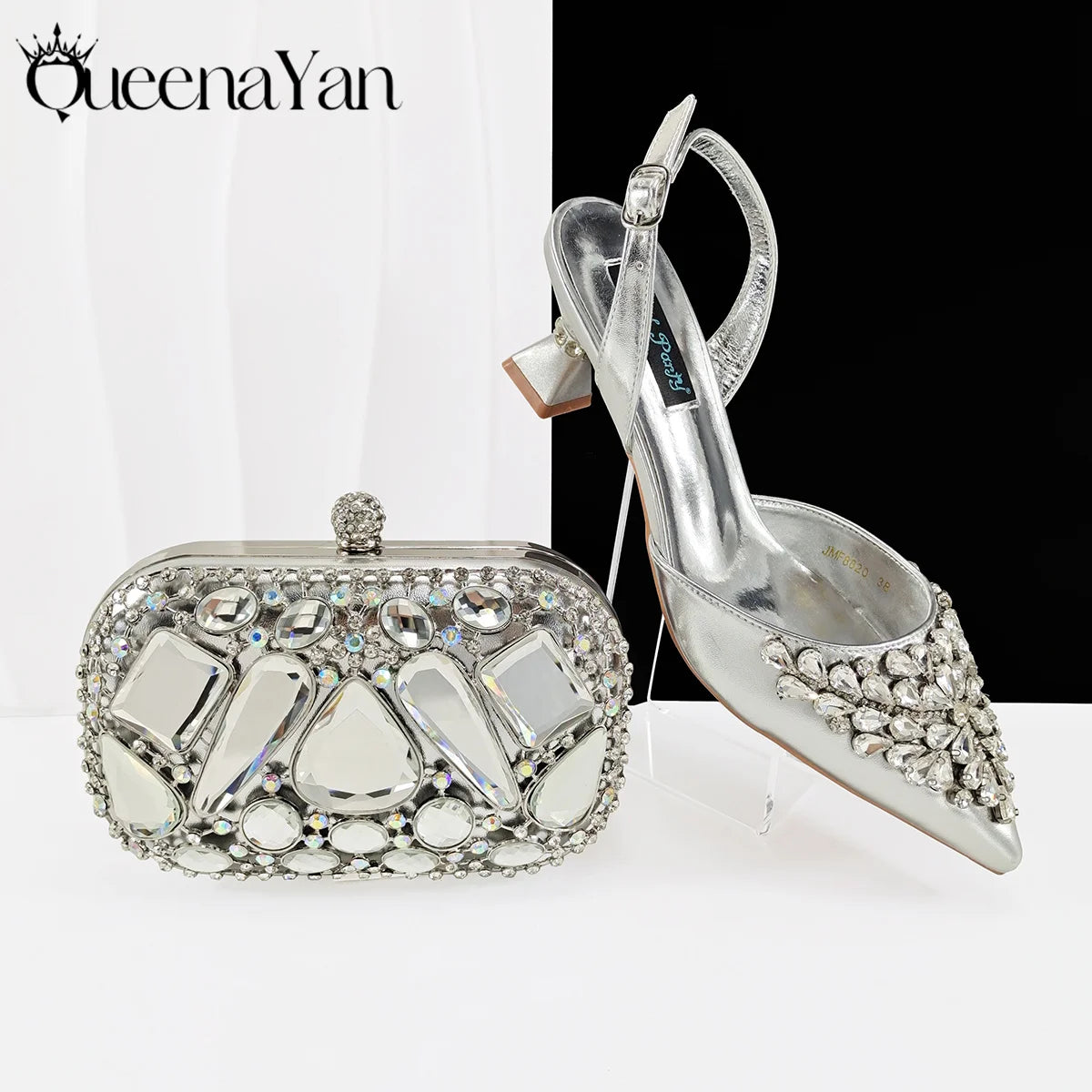 Italian Shoes and Handbags Accessory Set with Rhinestone Metal Embellishments Wedding Shoes Bridal Shoes Designer
