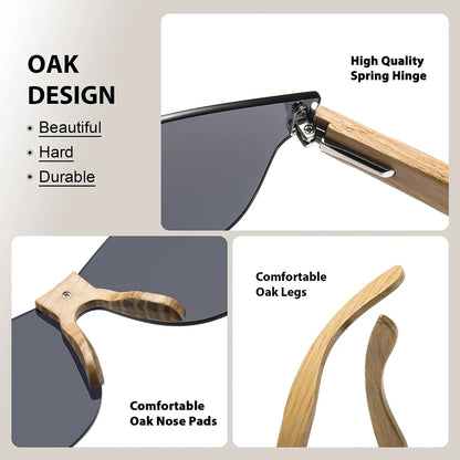 Eco-Friendly Retro Oak Sunglasses UV400 Wooden Sunglasses for Men and Women Universal Fashion Anti-Blue Lens 8031
