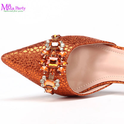 Wine Fashion Leisure Style 2025 New Coming Nigerian Women Shoes Matching Bag Set Pointed Toe High Quality  For Wedding Party