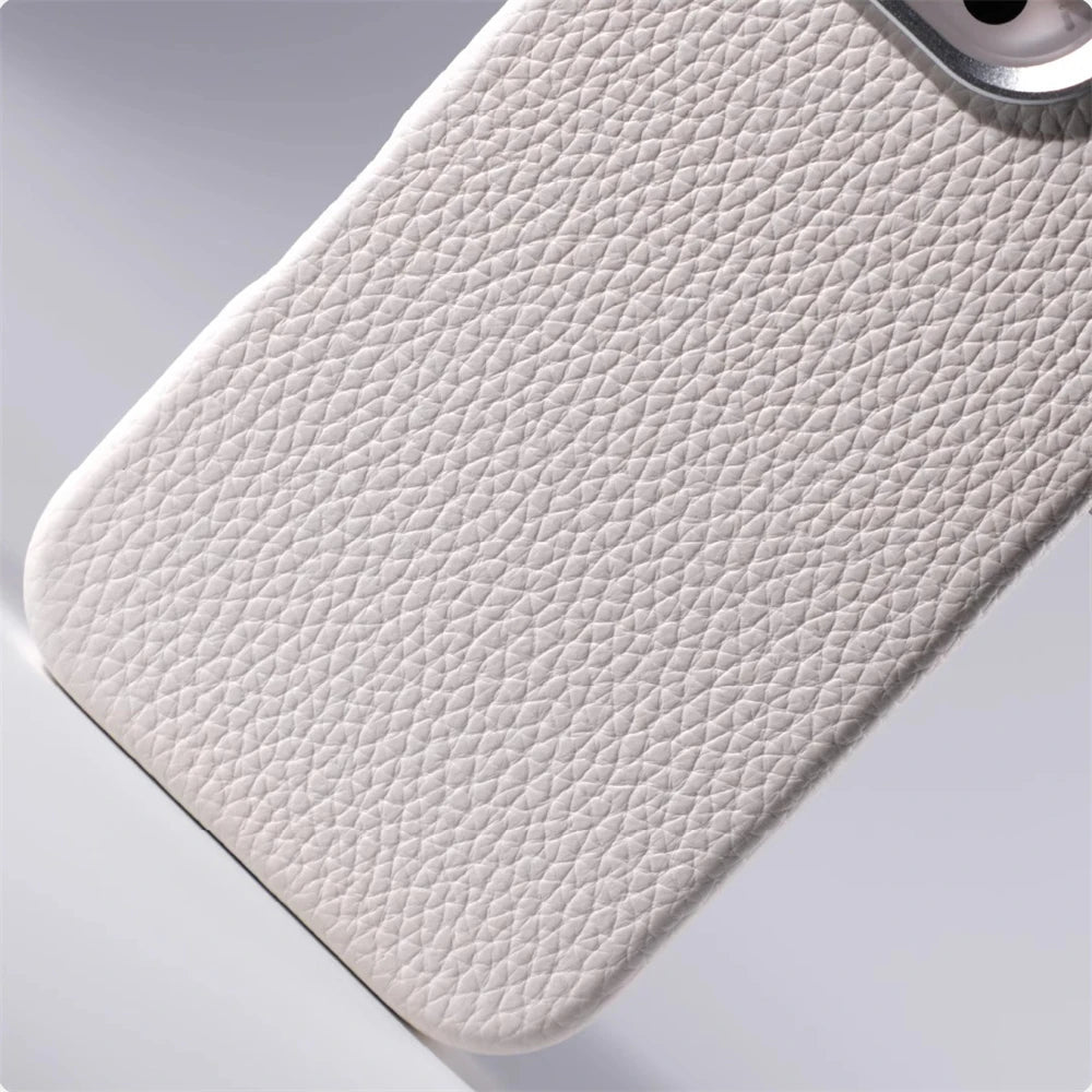 Luxury Magnetic Lychee Texture PU Leather Case For iPhone 17 16 Pro Max 15 14 13 For Magsafe Alloy Lens Shockproof Bumper Cover