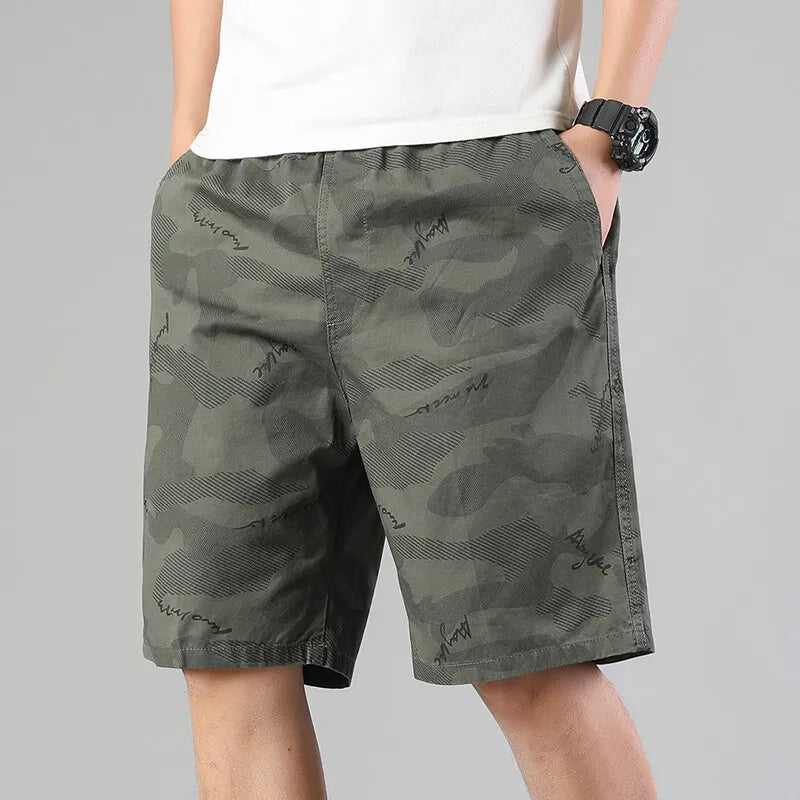 Men's Sweat Shorts Relaxed Fit Mens Cargo Shorts Casual Camo Shorts Drawstring Cotton Shorts Stretch Elastic Waist