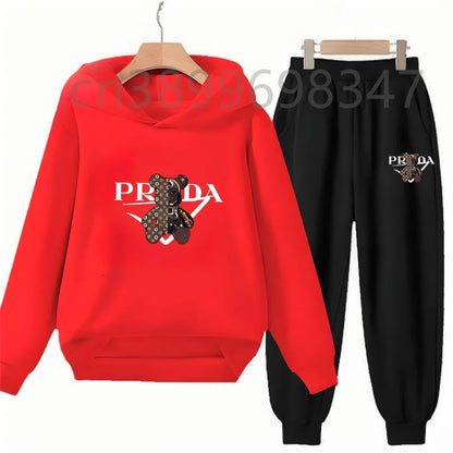 Children 3-12 Years Hoodie Long-sleeved Boys Girls Toddler Sports Coat Top+Pants Casual Sweatshirt Set Kids Little Bear Letters