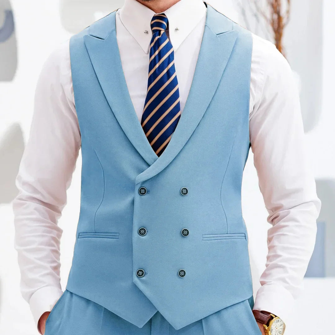 Men Vest White Double Button With Lapel Waistcoat For Wedding Birthday Banquet Party Business Work Casual Daily Men Suit Vest