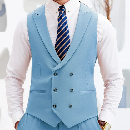 Men Vest White Double Button With Lapel Waistcoat For Wedding Birthday Banquet Party Business Work Casual Daily Men Suit Vest
