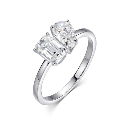 Moissanite Engagement Rings for Women 1ct/2ct D Color VVS1 Diamond with GRA S925 Sterling Sliver Promise Ring