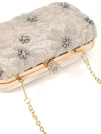 Gorgeous，fashion and shiny mini handmake diamond-studded rhinestones beaded flower pattern hand party wedding evening clutch bag