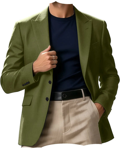 Men Blazer Jacket Single Breasted Notched Lapel Slim Fit Casual Business Suit Jacket Office Daily Wear Gentleman Sport Coat