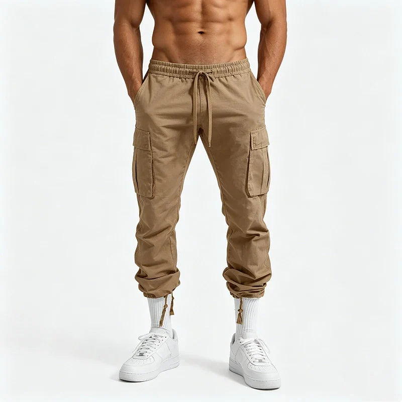 American Men Cargo Pants Casual Work Trousers Multi-pocket Workwear Straight Pants Spring Autumn Lightweight Fashion Streetwear