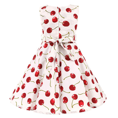 Girl's Retro Dress,Summer Princess Sleeveless Polka Dots Cotton Lightthin Romantic Floral 50s Vintage Dress Party Wedding Daliy