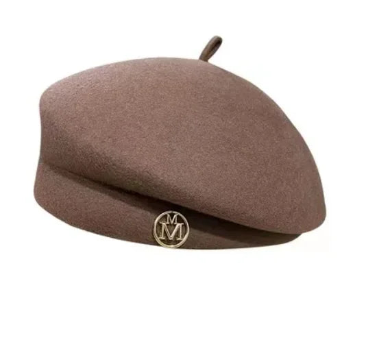 Classic Ladies Beret Hat Fancy Wool Felt Hat Warmer Winter Hat Cap White Black Women Fedora Hat Fascinator Pillbox Hat Formal