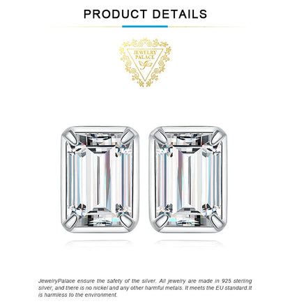 Moissanite D Color 1.6ct/pair Emerald Cut 925 Sterling Silver Stud Earrings for Woman Yellow Rose Gold Plated