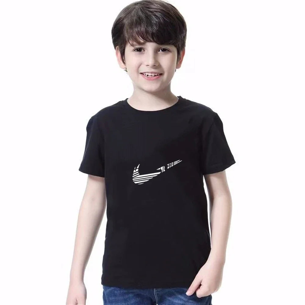 Children Set white T-shirt Short-Sleeved+Shorts Boy Girl Toddler 3-12Years Casual Sports Brand cool Fashio Clothes Summer