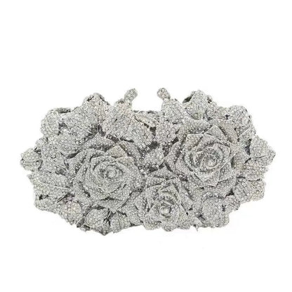 High Quality Luxury Rose Diamond Women Luxury Rhinestone Crossbody Clutch Evening Bag
