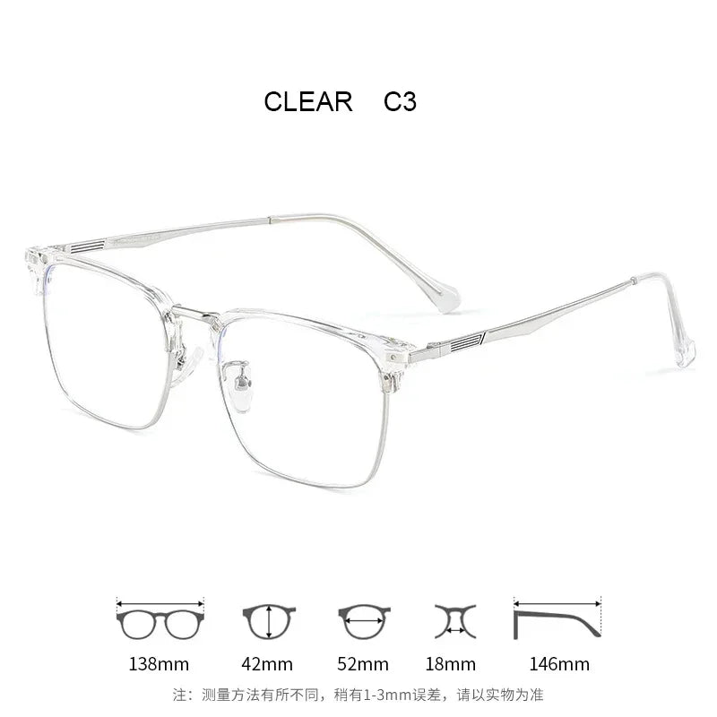 Men's Classic Business Eyeglasses Frames Anti-Blue Light Reading Glasses Myopia Hyperopia Customizable Prescription KE001