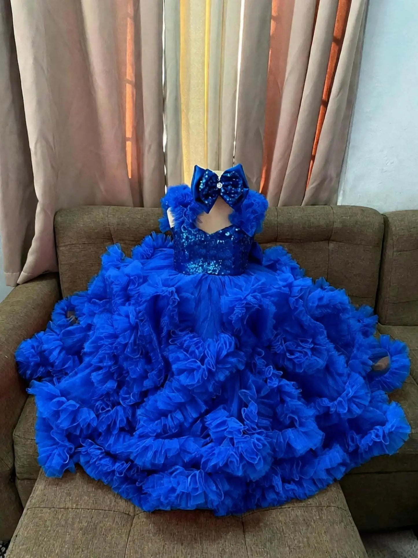 Luxury Ball Gown Girls Birthday Party Gowns Ruffles Sequined Flower Girl Dress For Wedding Customized Princess Child Prom Dress