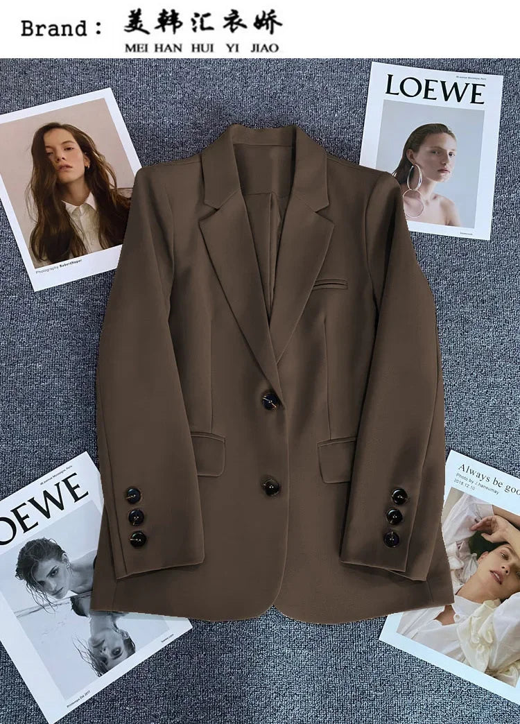 Elegant Office Lady Blazers for Women 2025 Fashion Long Sleeve Single Button Blazer Coats Female Top Suit Jackets Outerwears