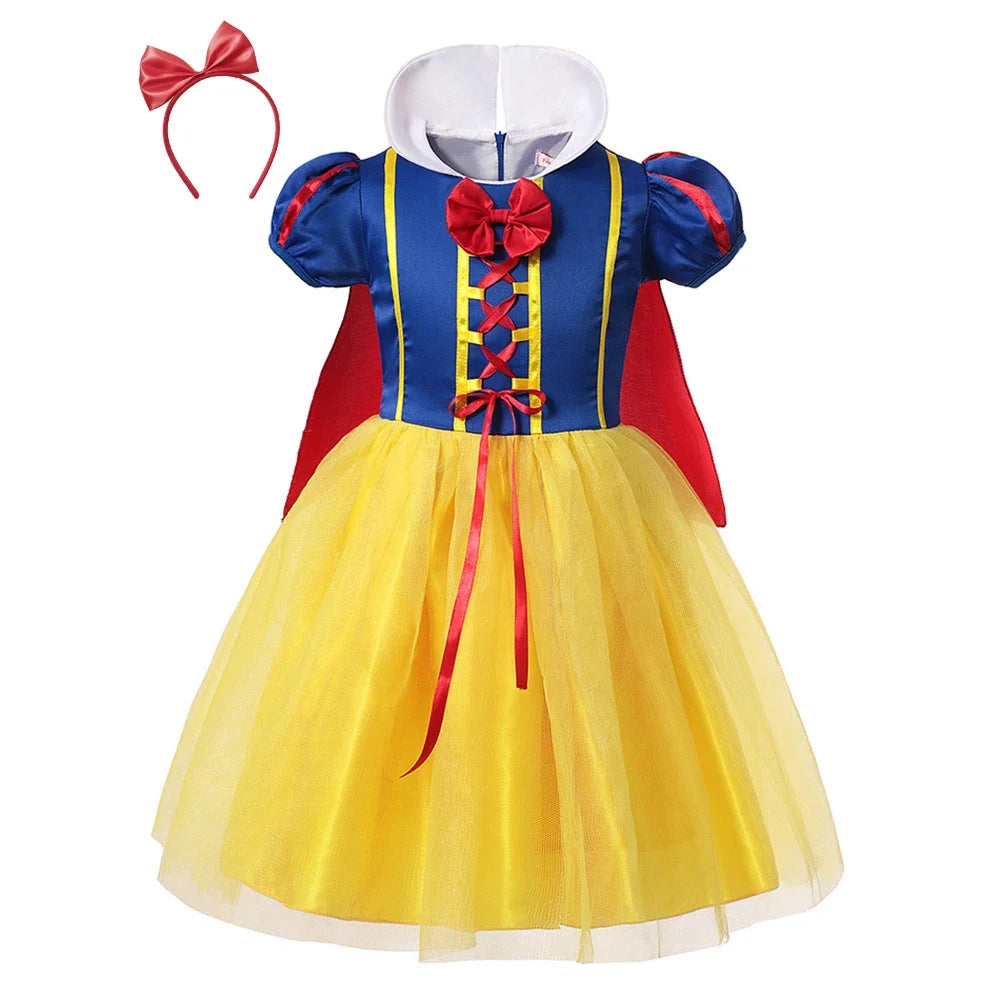 2026 Kids Princess Costume Girls Elsa Anna Dress Carnival Cosplay Snow White Aurora Moana Rapunzel Mermaid Belle Party Outfits