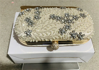 Women's Clutch Bag Crystal Pearl Clutch Purse Luxury Handbag Embroidery Evening Bag Wedding Bag for Bridal Shoulder Bag ZD1529