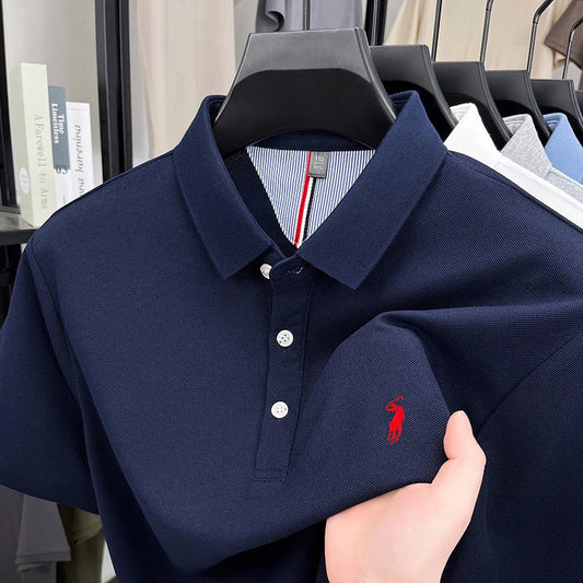 High end designer brand short sleeve polo shirt men's summer breathable trend golf pony embroidery business casual Paul T-shirt
