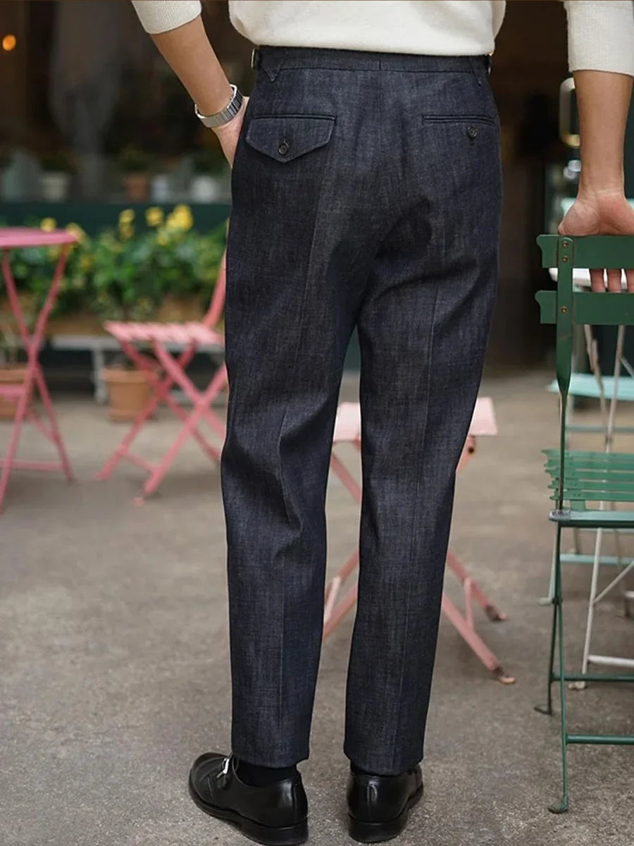 Italian Vintage Paris Button Loose Tapered Casual Pants Neapolitan Western Pants Washed Jeans Customizable
