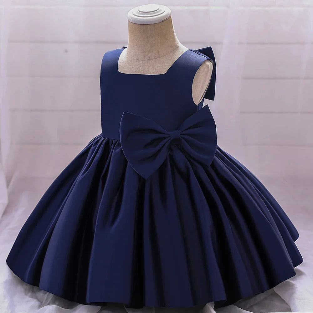 Big Bow Baby Girls Party Dress Toddler 1st Birthday Baptism Princess Kids Dresses for Girl White Wedding Prom Christmas Costumes