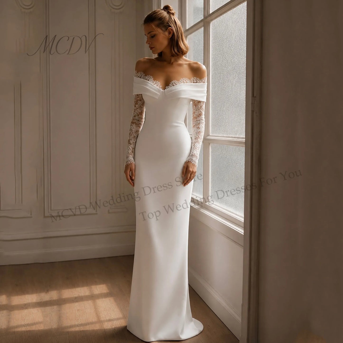 Classic Wedding Dresses Sweetheart Long Sleeve Lace Mermaid Off Shoulder Bridal Gown Elegant Vestido De Novia 2026 Customized