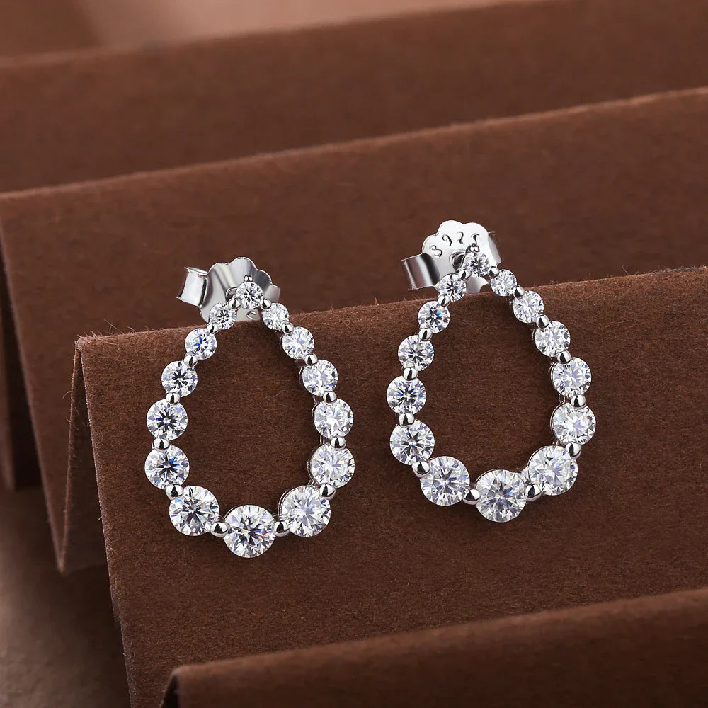 Waterdrop Full Moissanite Diamond Stud Earrings for Women S925 Silver Plated 18k Gold Hollow Teardrop Eear Studs Fine Jewelry