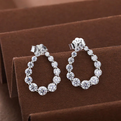 Waterdrop Full Moissanite Diamond Stud Earrings for Women S925 Silver Plated 18k Gold Hollow Teardrop Eear Studs Fine Jewelry