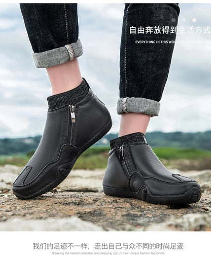DBECK Men Sneakers Casual Shoes Male High Top Sneakers Winter Warm Designer Fashion Loafers Lace Up Shoes Men Ankle Boots