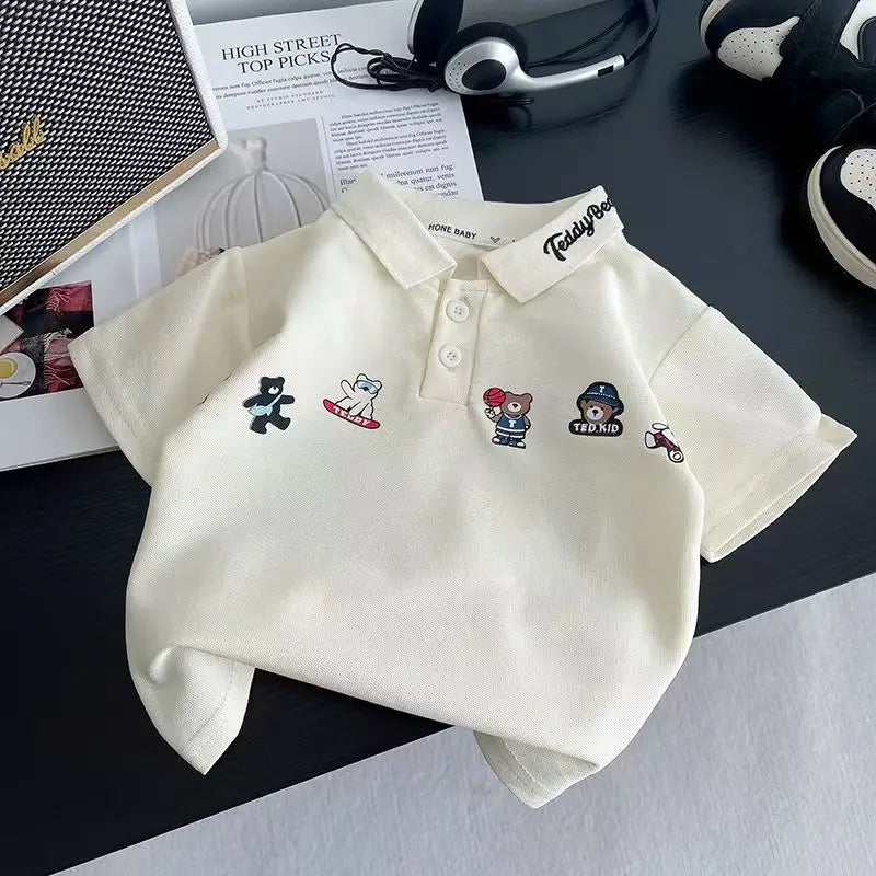 New Children Summer Fashion Baby Boy Clothes Suits Infant Cute Cartoon Bear Polo T Shirt Shorts 2pcs/Set Toddler Casual Costume