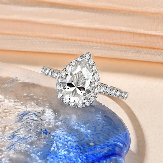 Bague ATTAGEMS en moissanite de luxe, taille poire, 2,0 carats, couleur D, VVS1, en argent sterling 925 véritable pour femme, cadeau de fiançailles ou de mariage